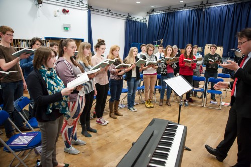 Choir rehearsal in the performance studio
