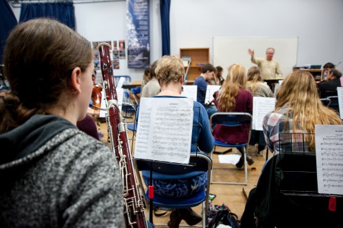 Orchestra rehearsal in the performance studio