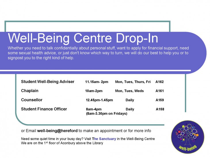 Well-Being Centre drop-in times