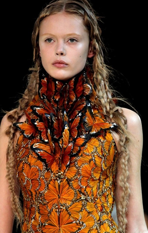 Close up of Butterfly Dress by McQueen